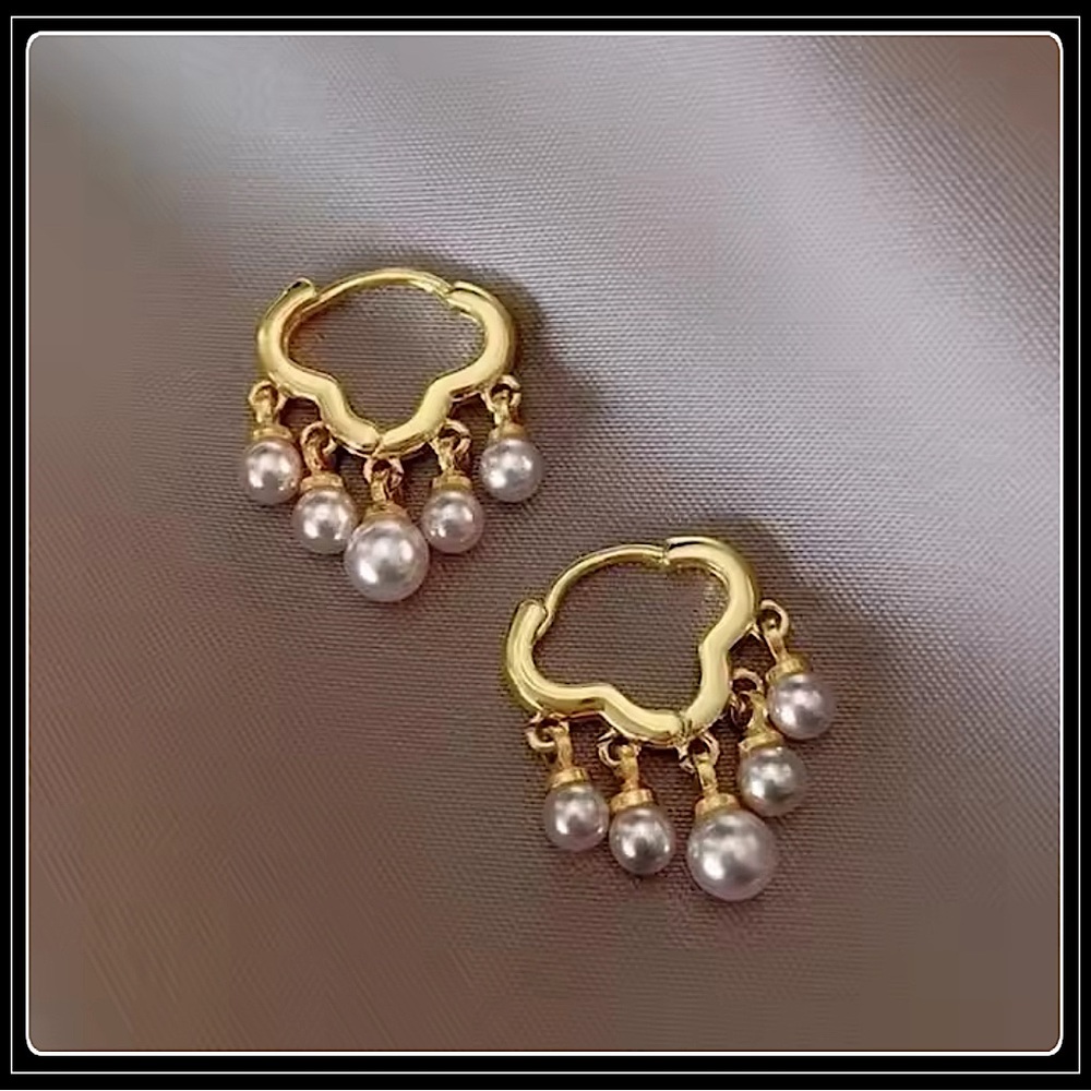 NEW ELEGANT GOLD MOROCCAN PEARL DROP EARRINGS